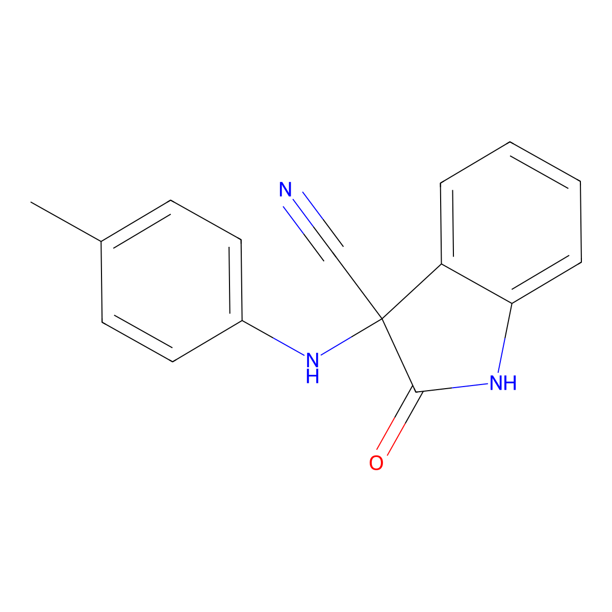 3-(4-methylanilino)-2-oxo-1H-indole-3-carbonitrile molecular structure, CAS 306956-50-3