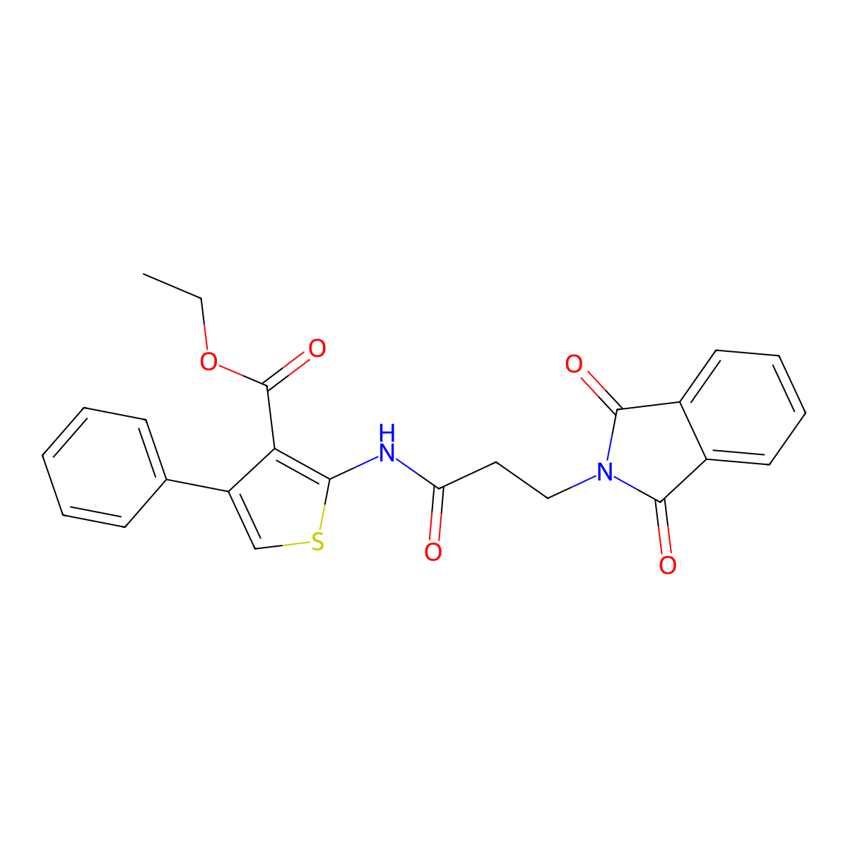 ethyl 2-{[3-(1,3-dioxo-1,3-dihydro-2H-isoindol-2-yl)propanoyl]amino}-4-phenyl-3-thiophenecarboxylate molecular structure, CAS 306956-90-1
