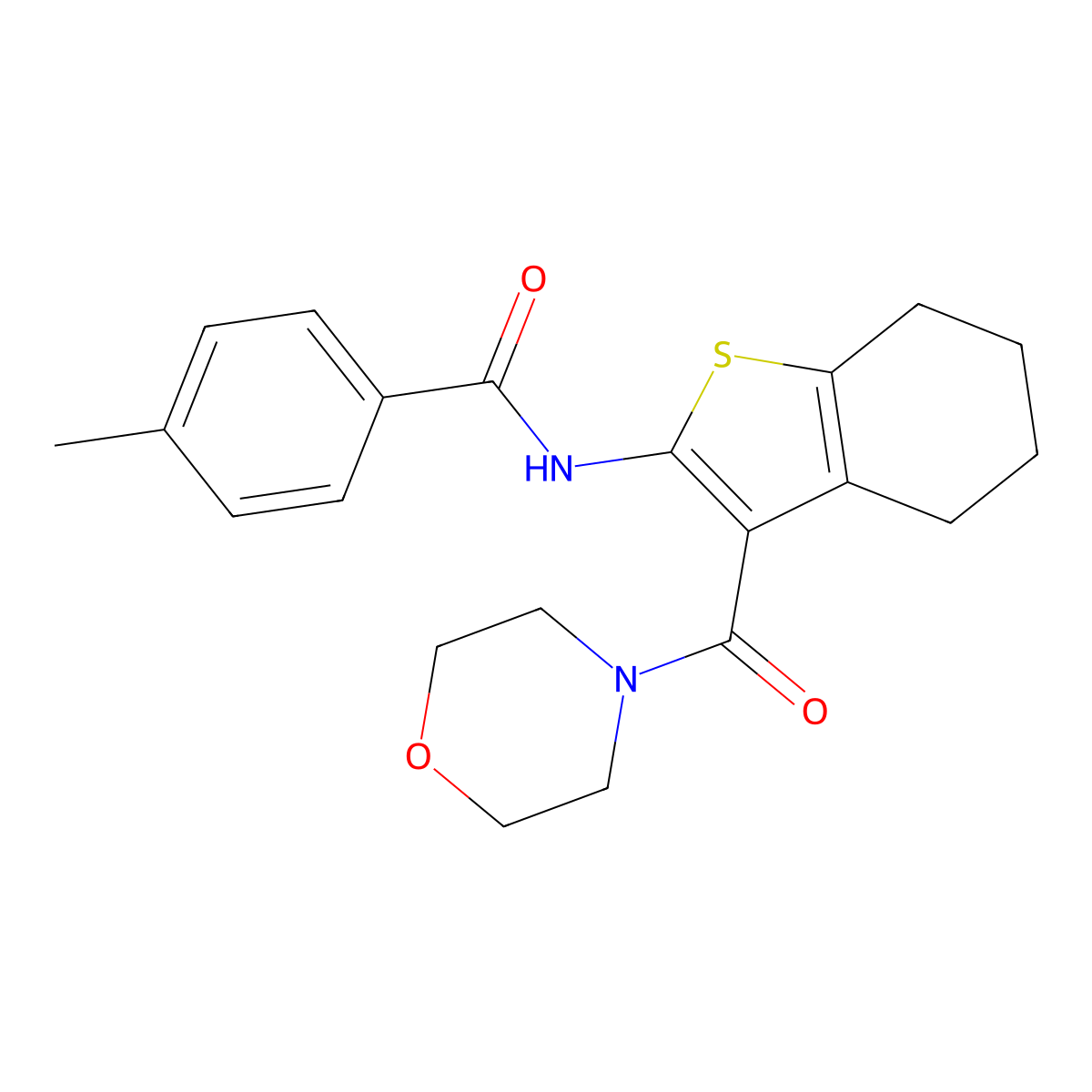 4-methyl-N-[3-(morpholine-4-carbonyl)-4,5,6,7-tetrahydro-1-benzothiophen-2-yl]benzamide molecular structure, CAS 306957-15-3