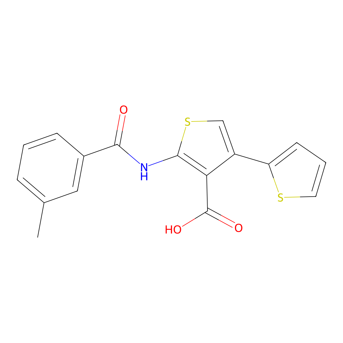 2-[(3-Methylbenzoyl)amino]-2',4-bithiophene-3-carboxylic acid molecular structure, CAS 306957-35-7