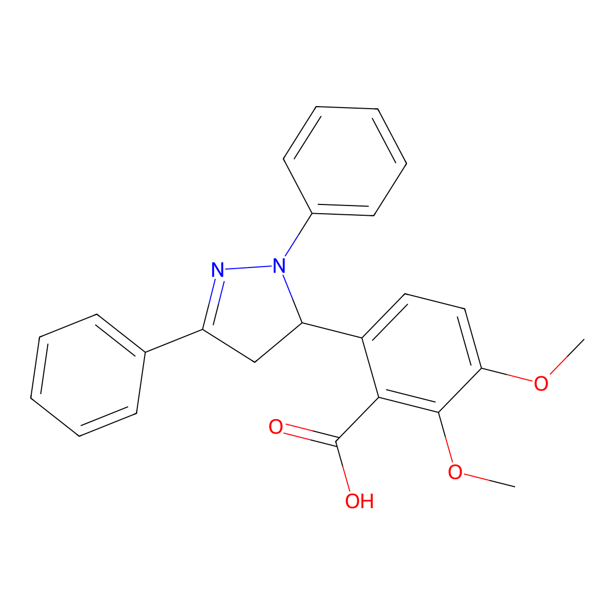 6-(1,3-diphenyl-4,5-dihydro-1H-pyrazol-5-yl)-2,3-dimethoxybenzoic acid molecular structure, CAS 306957-50-6