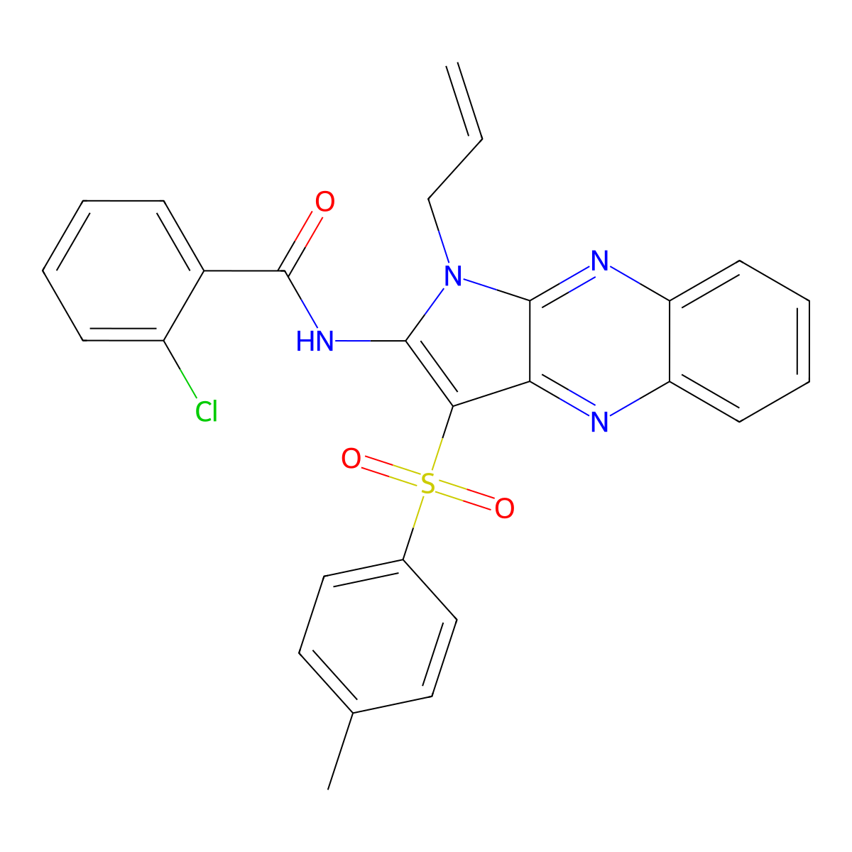 N-(1-allyl-3-tosyl-1H-pyrrolo[2,3-b]quinoxalin-2-yl)-2-chlorobenzamide molecular structure, CAS 306957-65-3