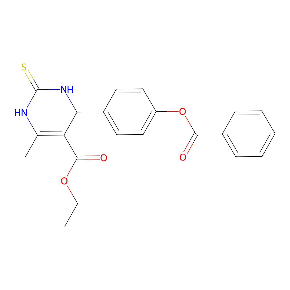 ethyl 4-(4-benzoyloxyphenyl)-6-methyl-2-sulfanylidene-3,4-dihydro-1H-pyrimidine-5-carboxylate molecular structure, CAS 306957-95-9