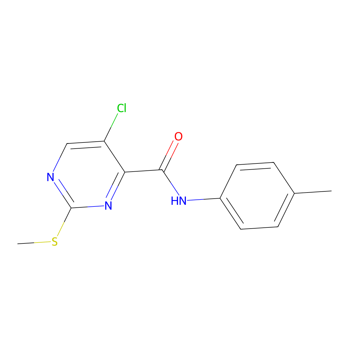 5-chloro-N-(4-methylphenyl)-2-(methylsulfanyl)pyrimidine-4-carboxamide molecular structure, CAS 306958-67-8