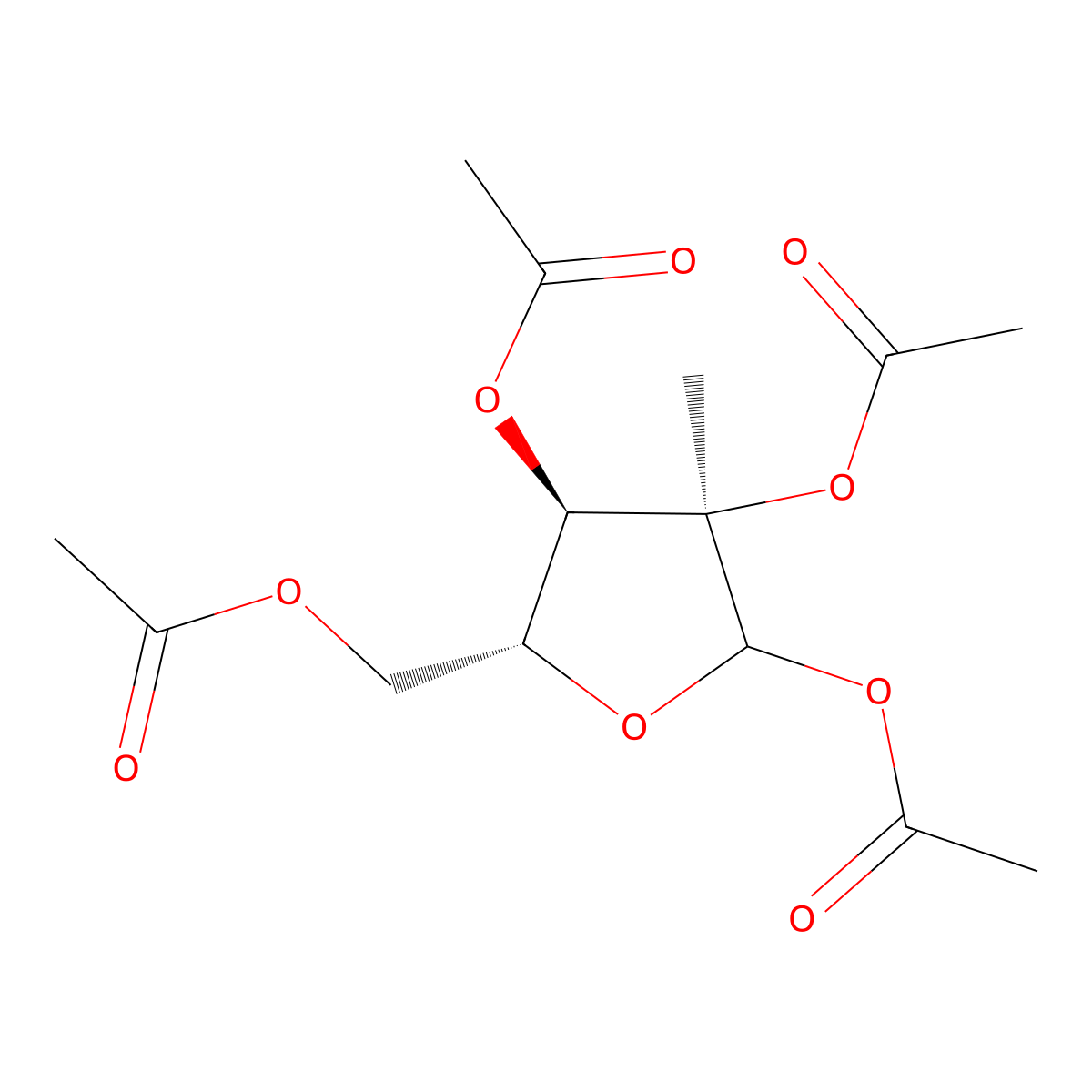 (3R,4R,5R)-5-(acetoxymethyl)-3-methyltetrahydrofuran-2,3,4-triyl triacetate molecular structure, CAS 306960-25-8