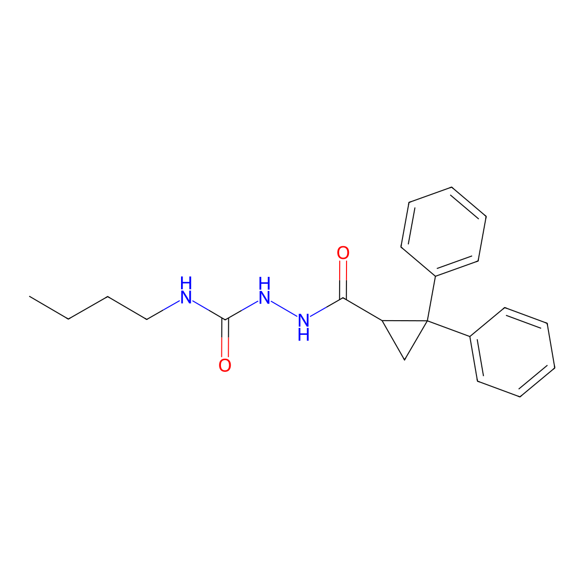 1-Butyl-3-[(2,2-diphenylcyclopropanecarbonyl)amino]urea molecular structure, CAS 306965-70-8