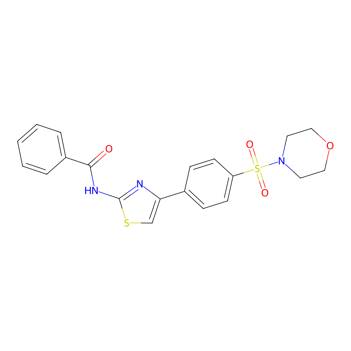 N-{4-[4-(morpholin-4-ylsulfonyl)phenyl]-1,3-thiazol-2-yl}benzamide molecular structure, CAS 306965-96-8