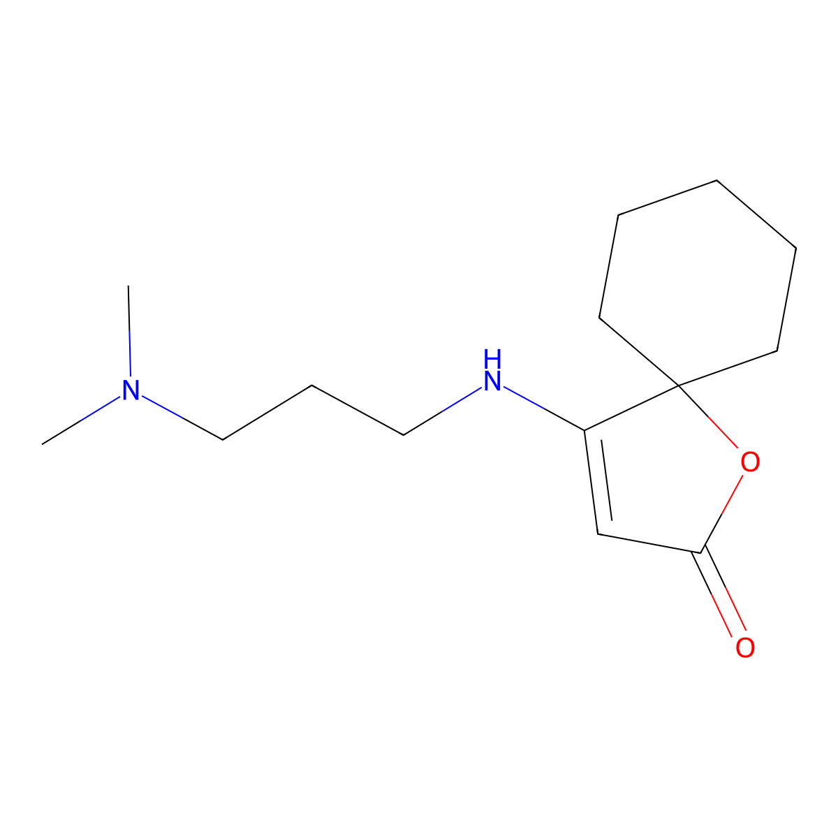 4-{[3-(Dimethylamino)propyl]amino}-1-oxaspiro[4.5]dec-3-en-2-one molecular structure, CAS 306966-37-0