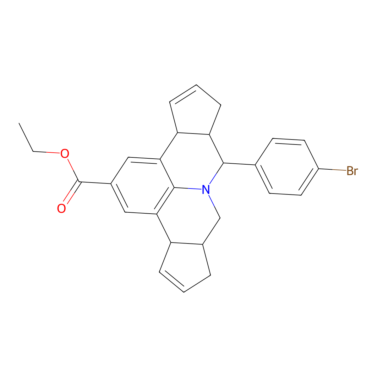 Ethyl 7-(4-bromophenyl)-3b,6,6a,7,9,9a,10,12a-octahydrocyclopenta[c]cyclopenta[4,5]pyrido[3,2,1-ij]quinoline-2-carboxylate molecular structure, CAS 306969-22-2