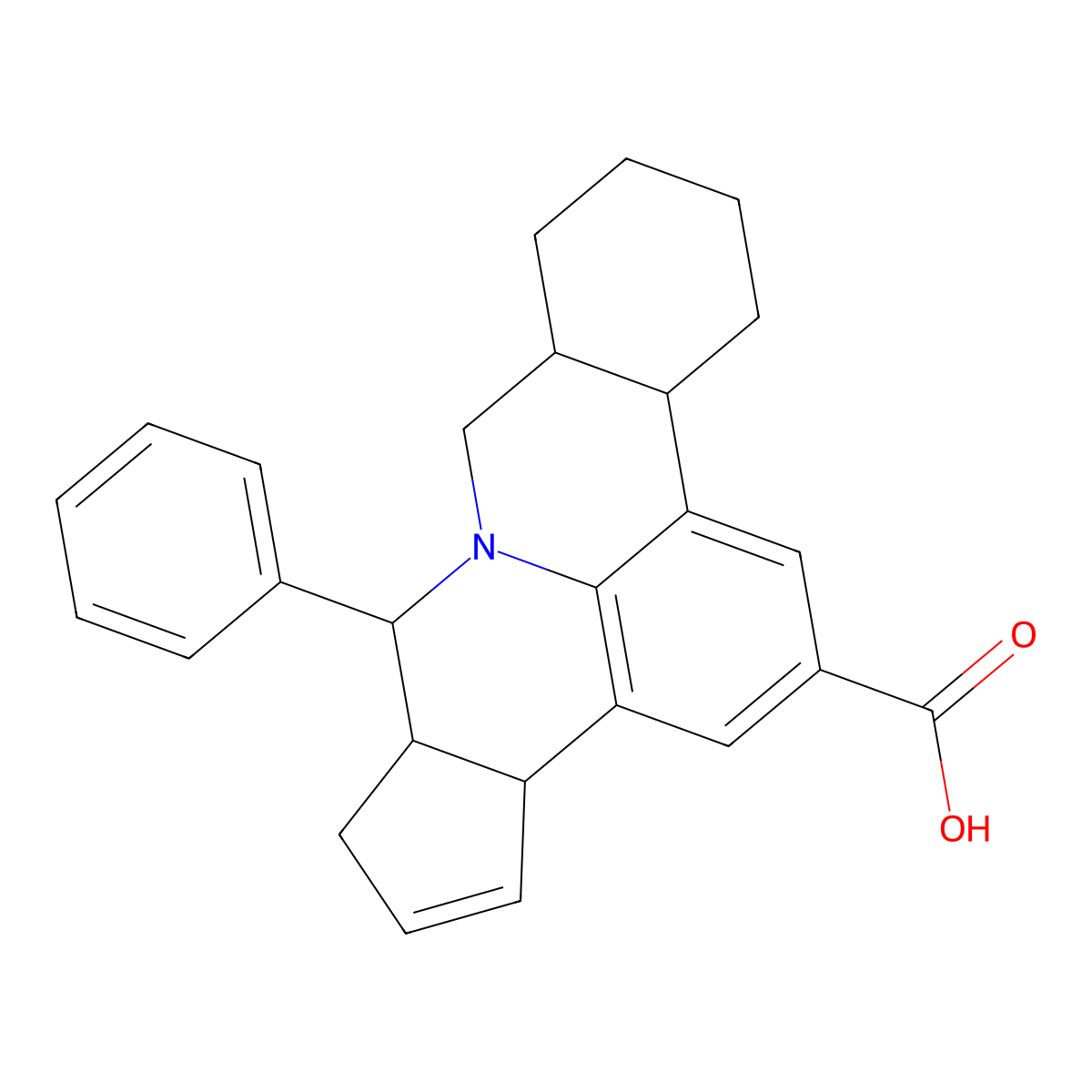 7-phenyl-3b,6,6a,7,9a,10,11,12,13,13a-decahydro-9H-cyclopenta[4,5]pyrido[3,2,1-de]phenanthridine-2-carboxylic acid molecular structure, CAS 306969-32-4
