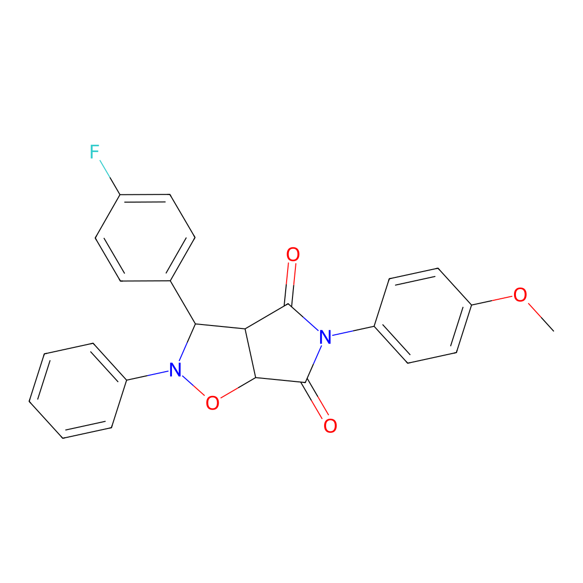 3-(4-fluorophenyl)-5-(4-methoxyphenyl)-2-phenyl-hexahydro-2H-pyrrolo[3,4-d][1,2]oxazole-4,6-dione molecular structure, CAS 306969-39-1