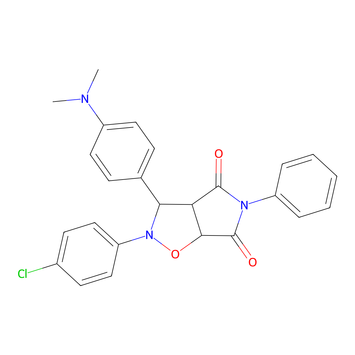 2-(4-chlorophenyl)-3-[4-(dimethylamino)phenyl]-5-phenyl-hexahydro-2H-pyrrolo[3,4-d][1,2]oxazole-4,6-dione molecular structure, CAS 306969-52-8