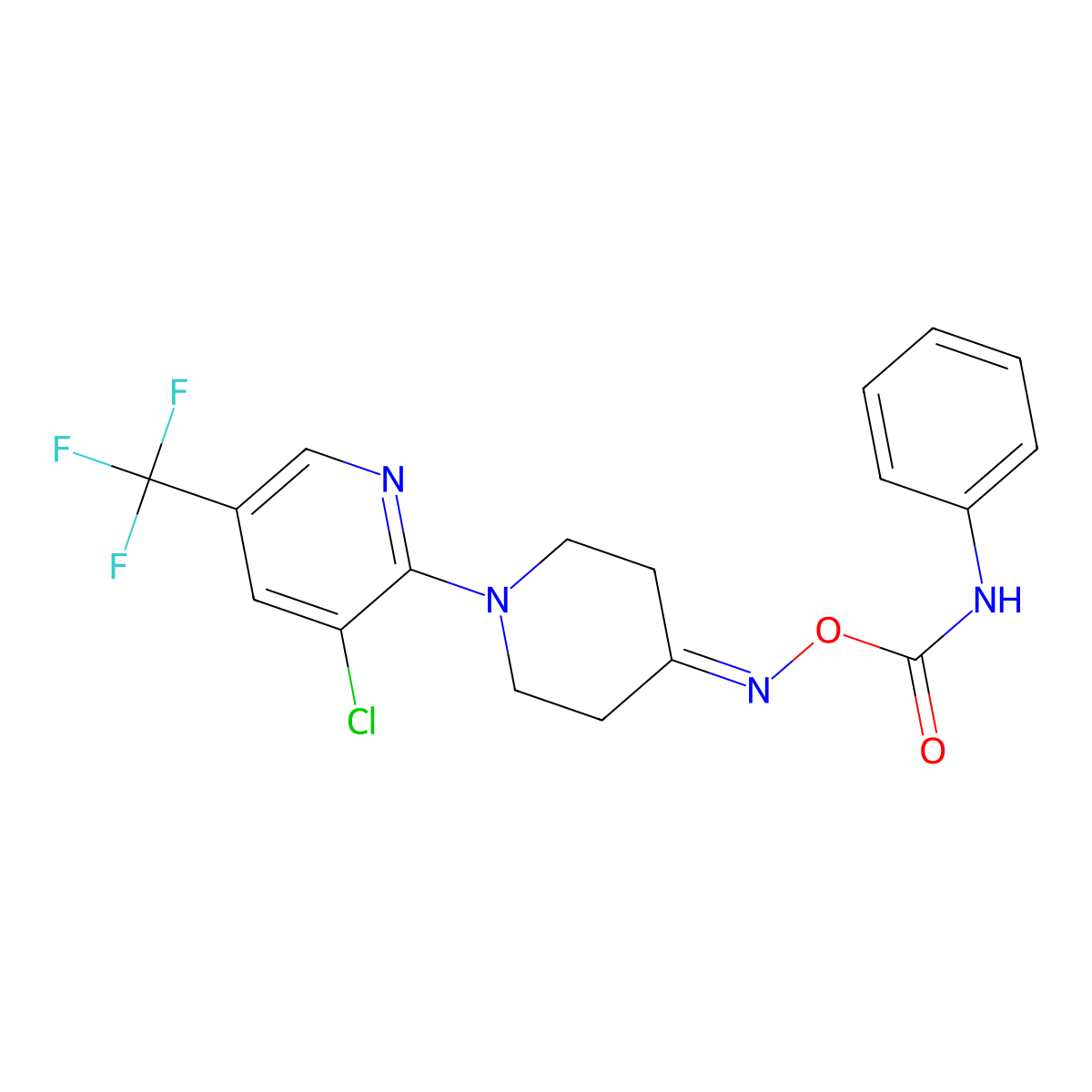 2-(4-{[(Anilinocarbonyl)oxy]imino}piperidino)-3-chloro-5-(trifluoromethyl)pyridine molecular structure, CAS 306976-37-4