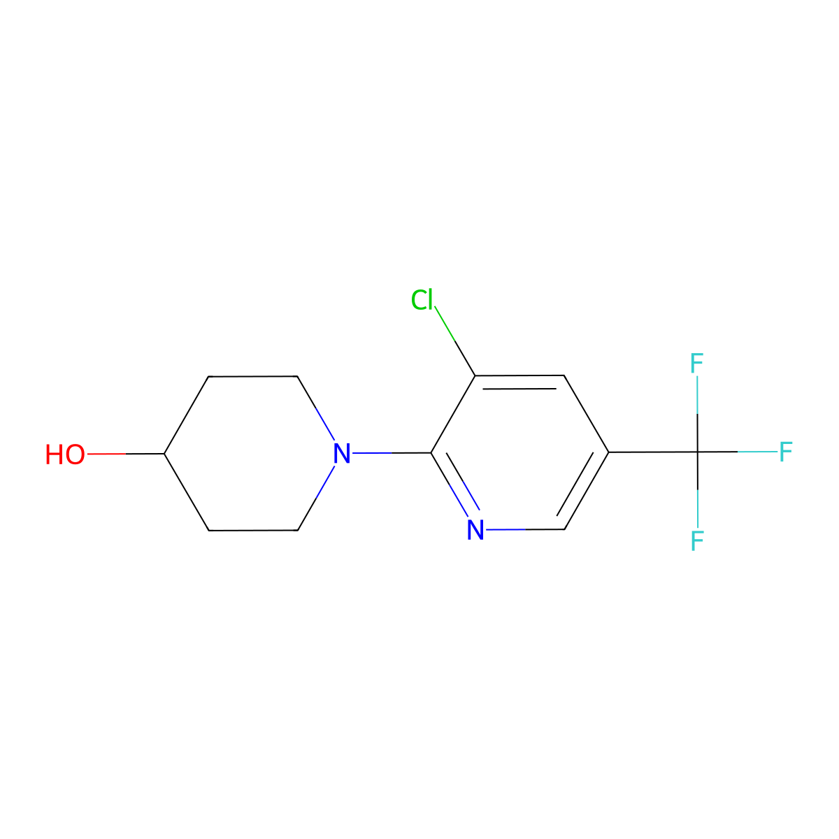 1-[3-Chloro-5-(trifluoromethyl)pyridin-2-yl]piperidin-4-ol molecular structure, CAS 306976-40-9