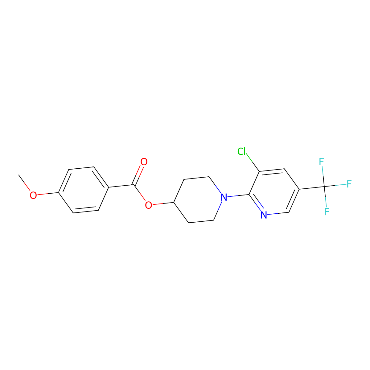 1-[3-Chloro-5-(trifluoromethyl)-2-pyridinyl]-4-piperidinyl 4-methoxybenzenecarboxylate molecular structure, CAS 306976-41-0