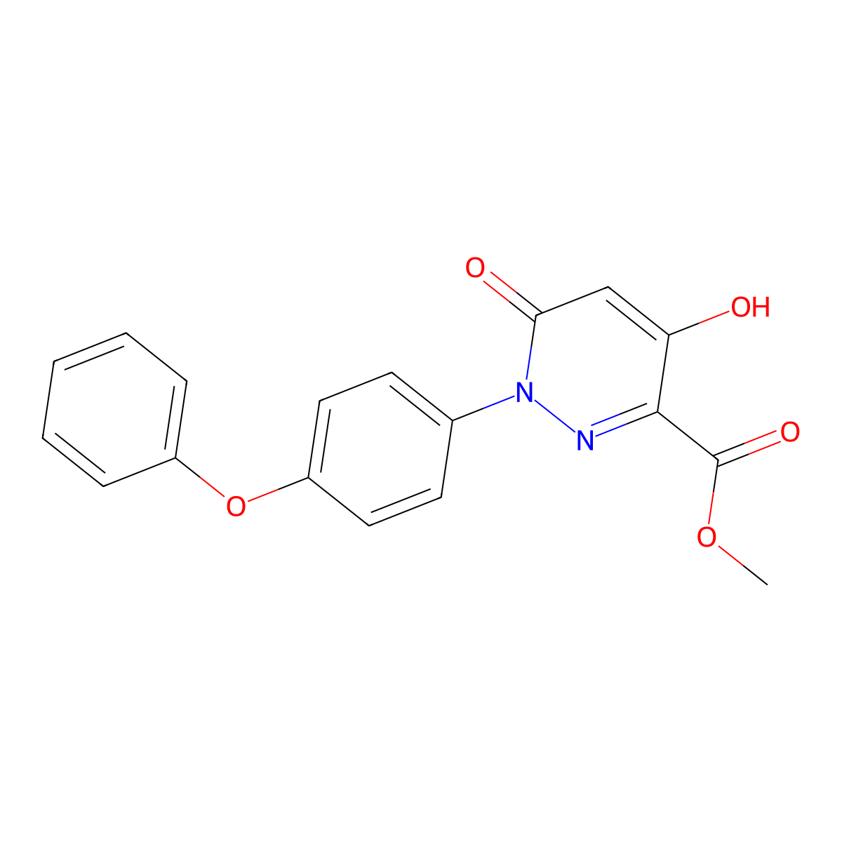 Methyl 4-hydroxy-6-oxo-1-(4-phenoxyphenyl)-1,6-dihydro-3-pyridazinecarboxylate molecular structure, CAS 306976-44-3