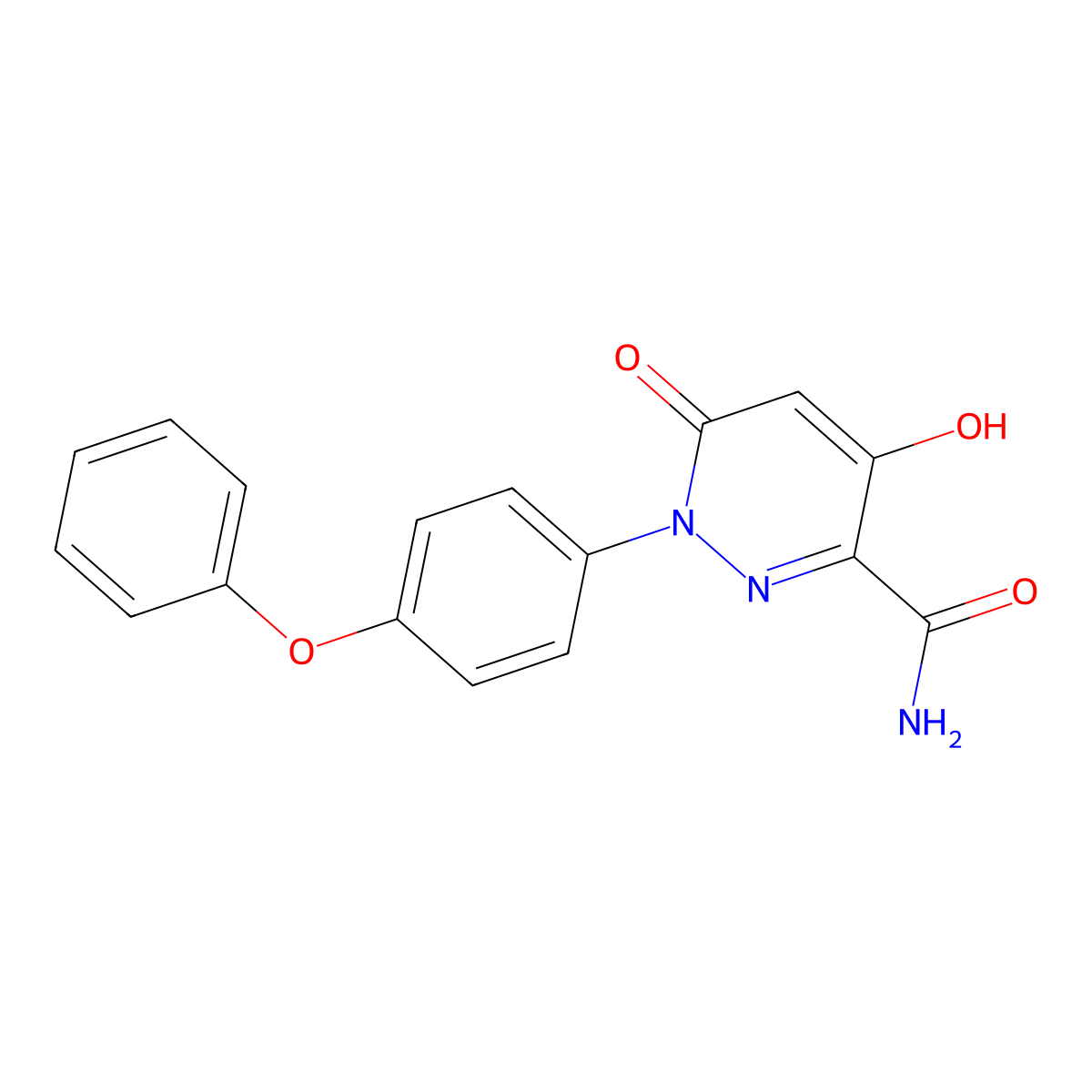 4-Hydroxy-6-oxo-1-(4-phenoxyphenyl)-1,6-dihydro-3-pyridazinecarboxamide molecular structure, CAS 306976-46-5