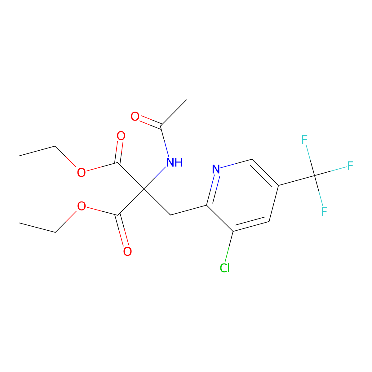 Diethyl 2-(acetylamino)-2-{[3-chloro-5-(trifluoromethyl)-2-pyridinyl]methyl}malonate molecular structure, CAS 306976-51-2
