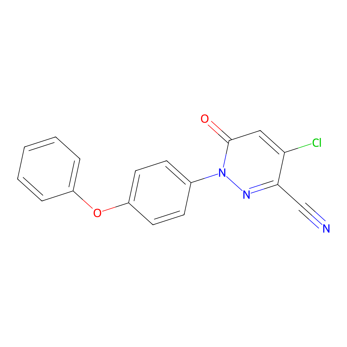 4-Chloro-6-oxo-1-(4-phenoxyphenyl)-1,6-dihydro-3-pyridazinecarbonitrile molecular structure, CAS 306976-53-4