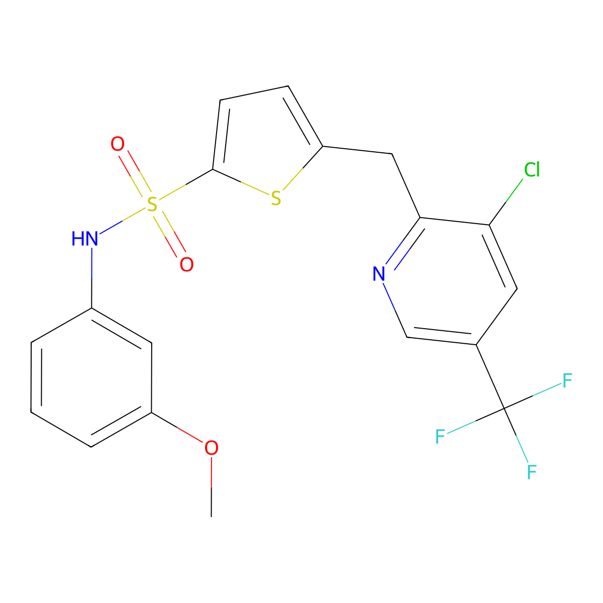 5-{[3-chloro-5-(trifluoromethyl)pyridin-2-yl]methyl}-N-(3-methoxyphenyl)thiophene-2-sulfonamide molecular structure, CAS 306976-59-0