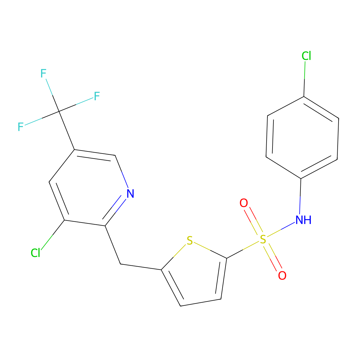 N-(4-chlorophenyl)-5-{[3-chloro-5-(trifluoromethyl)-2-pyridinyl]methyl}-2-thiophenesulfonamide molecular structure, CAS 306976-60-3