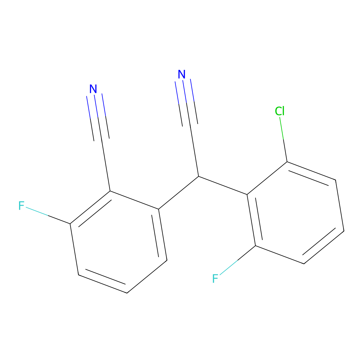 2-[(2-Chloro-6-fluorophenyl)(cyano)methyl]-6-fluorobenzenecarbonitrile molecular structure, CAS 306976-69-2