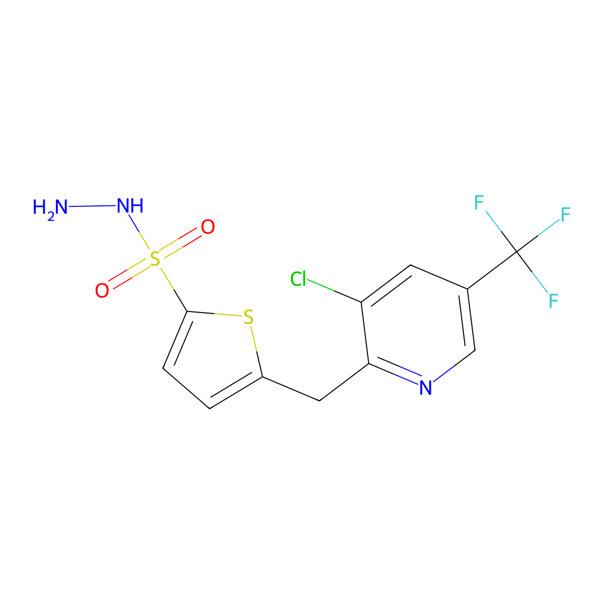 5-{[3-Chloro-5-(trifluoromethyl)-2-pyridinyl]methyl}-2-thiophenesulfonohydrazide molecular structure, CAS 306976-75-0