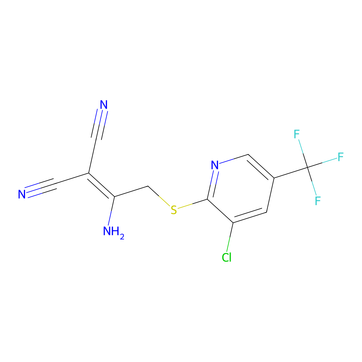 2-(1-Amino-2-{[3-chloro-5-(trifluoromethyl)-2-pyridinyl]sulfanyl}ethylidene)malononitrile molecular structure, CAS 306976-82-9