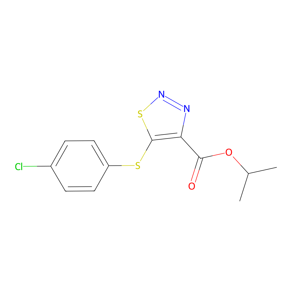 Isopropyl 5-[(4-chlorophenyl)sulfanyl]-1,2,3-thiadiazole-4-carboxylate molecular structure, CAS 306976-89-6