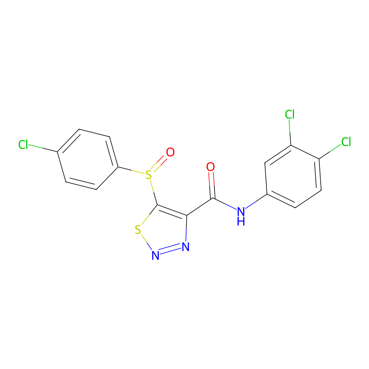 5-(4-chlorophenyl)sulfinyl-N-(3,4-dichlorophenyl)thiadiazole-4-carboxamide molecular structure, CAS 306976-91-0