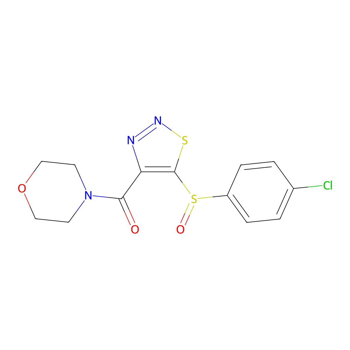 {5-[(4-Chlorophenyl)sulfinyl]-1,2,3-thiadiazol-4-yl}(morpholino)methanone molecular structure, CAS 306976-93-2
