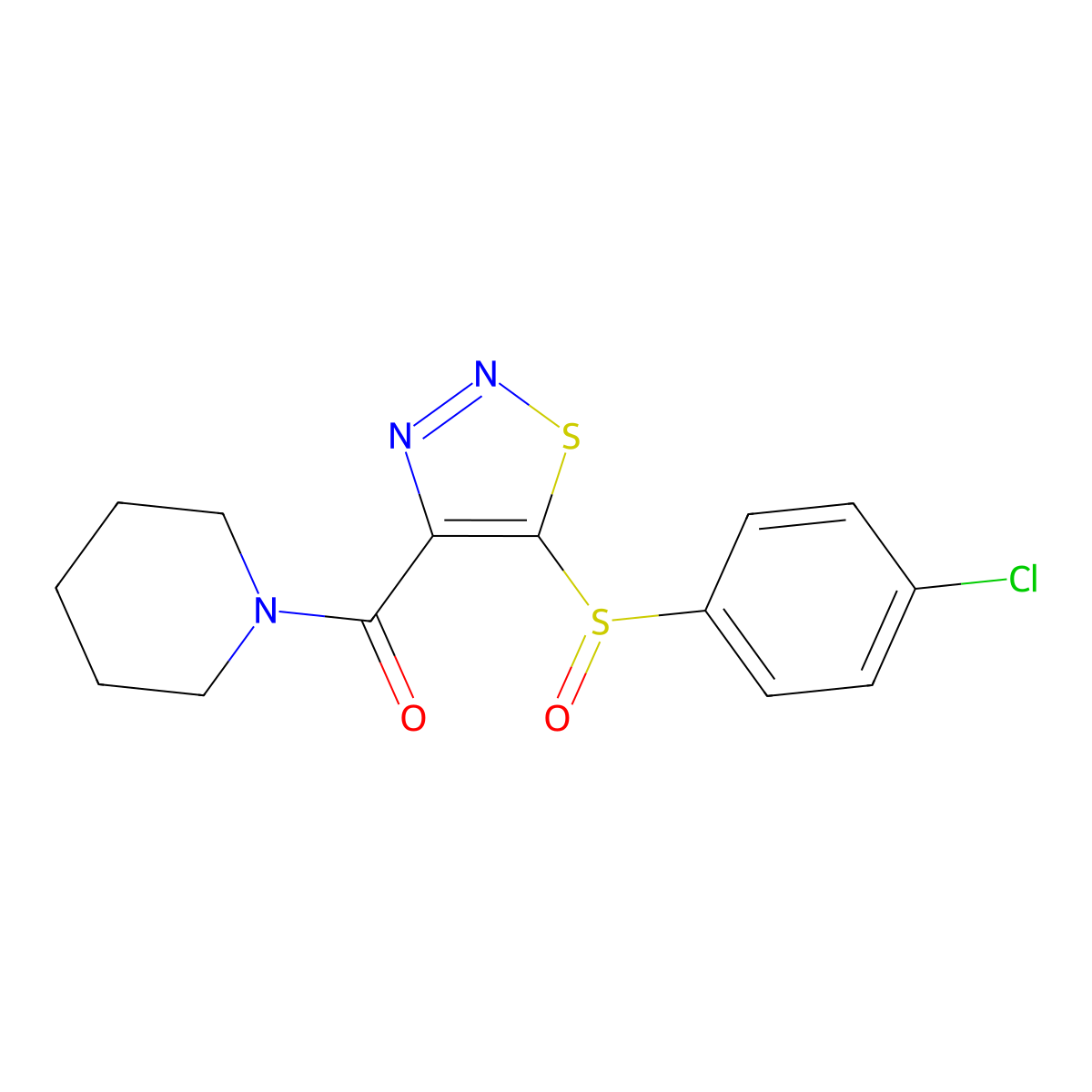 {5-[(4-Chlorophenyl)sulfinyl]-1,2,3-thiadiazol-4-yl}(piperidino)methanone molecular structure, CAS 306976-94-3