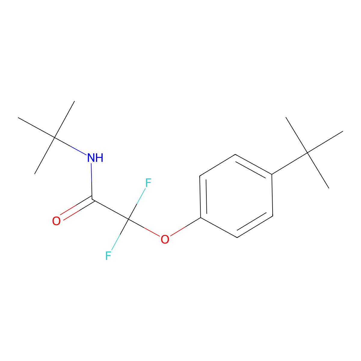 N-tert-butyl-2-(4-tert-butylphenoxy)-2,2-difluoroacetamide molecular structure, CAS 306976-97-6