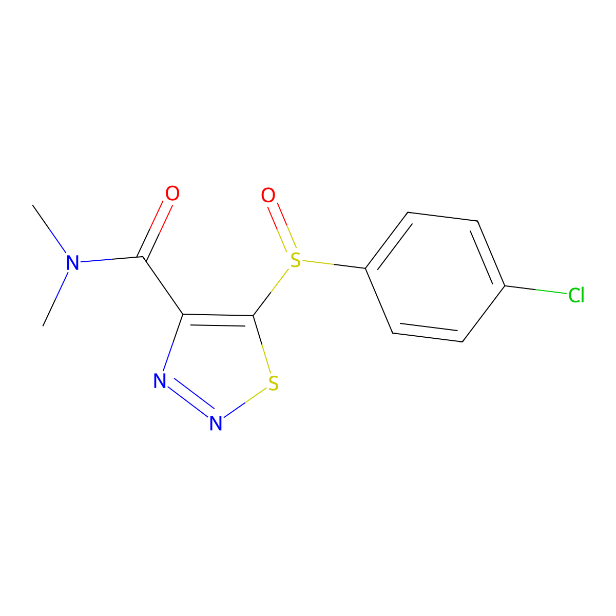 5-[(4-chlorophenyl)sulfinyl]-N,N-dimethyl-1,2,3-thiadiazole-4-carboxamide molecular structure, CAS 306977-00-4