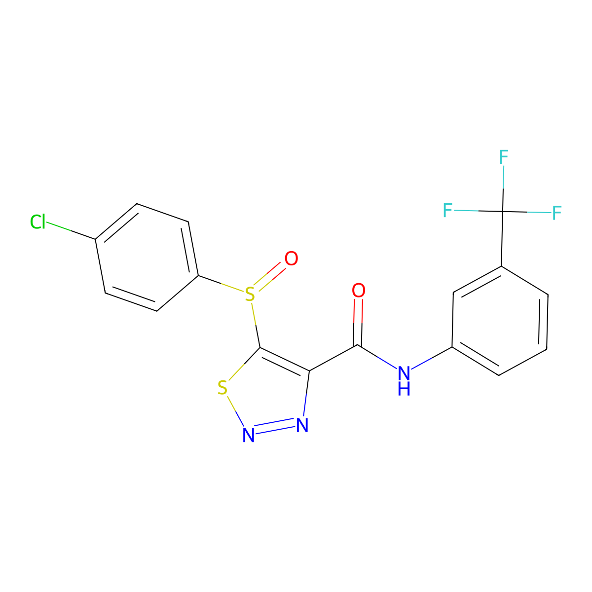 5-[(4-chlorophenyl)sulfinyl]-N-[3-(trifluoromethyl)phenyl]-1,2,3-thiadiazole-4-carboxamide molecular structure, CAS 306977-02-6