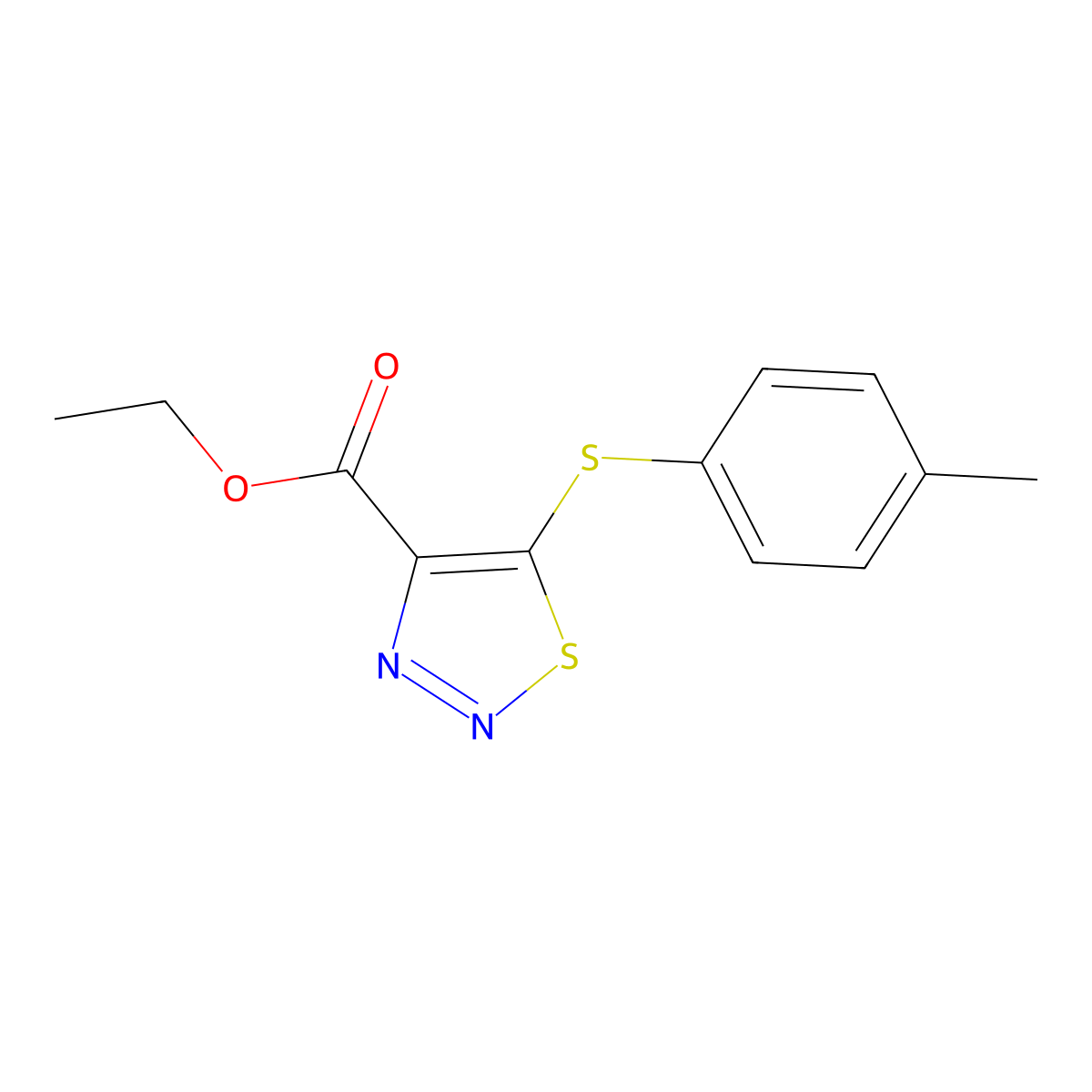 Ethyl 5-[(4-methylphenyl)sulfanyl]-1,2,3-thiadiazole-4-carboxylate molecular structure, CAS 306977-04-8