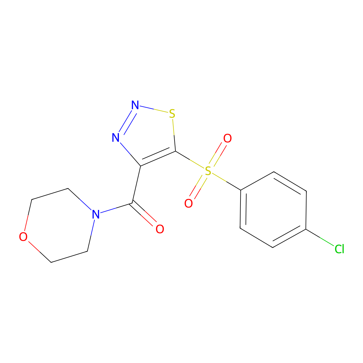 {5-[(4-Chlorophenyl)sulfonyl]-1,2,3-thiadiazol-4-yl}(morpholino)methanone molecular structure, CAS 306977-07-1