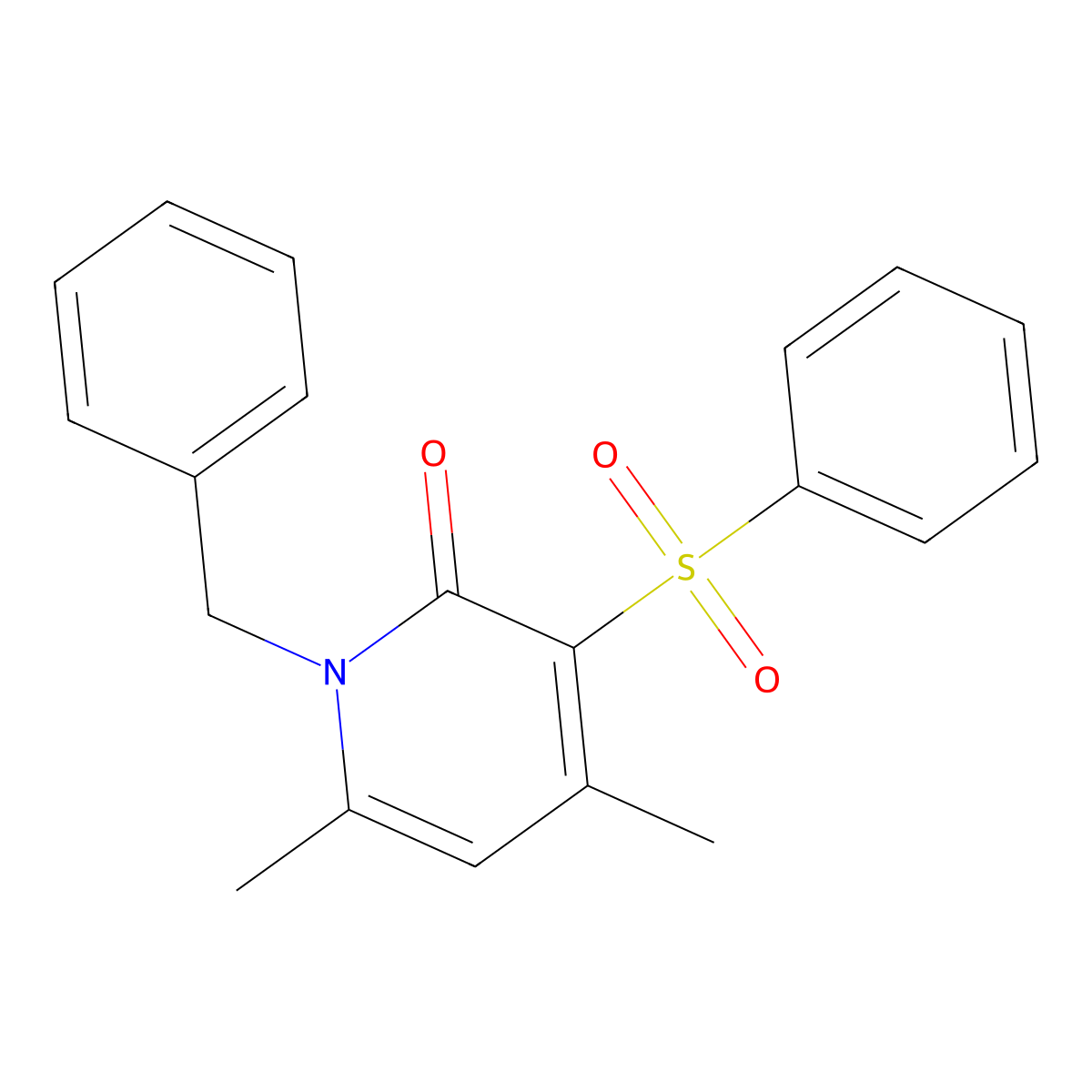 1-benzyl-4,6-dimethyl-3-(phenylsulfonyl)-2(1H)-pyridinone molecular structure, CAS 306977-13-9