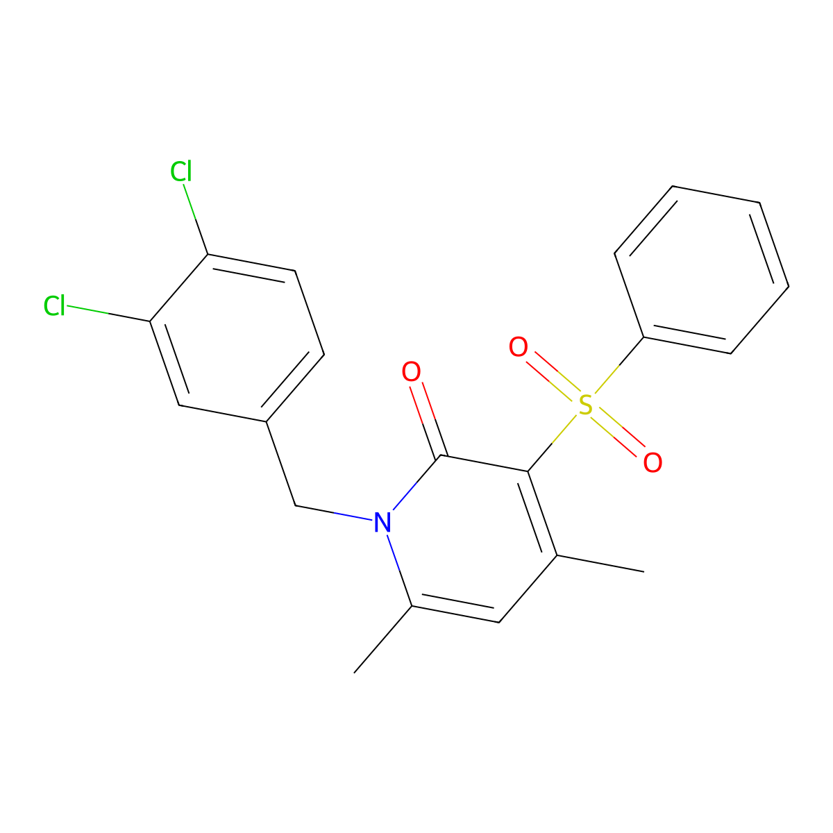 1-(3,4-dichlorobenzyl)-4,6-dimethyl-3-(phenylsulfonyl)-2(1H)-pyridinone molecular structure, CAS 306977-15-1
