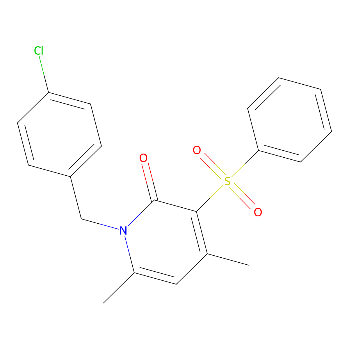 1-(4-chlorobenzyl)-4,6-dimethyl-3-(phenylsulfonyl)-2(1H)-pyridinone molecular structure, CAS 306977-16-2