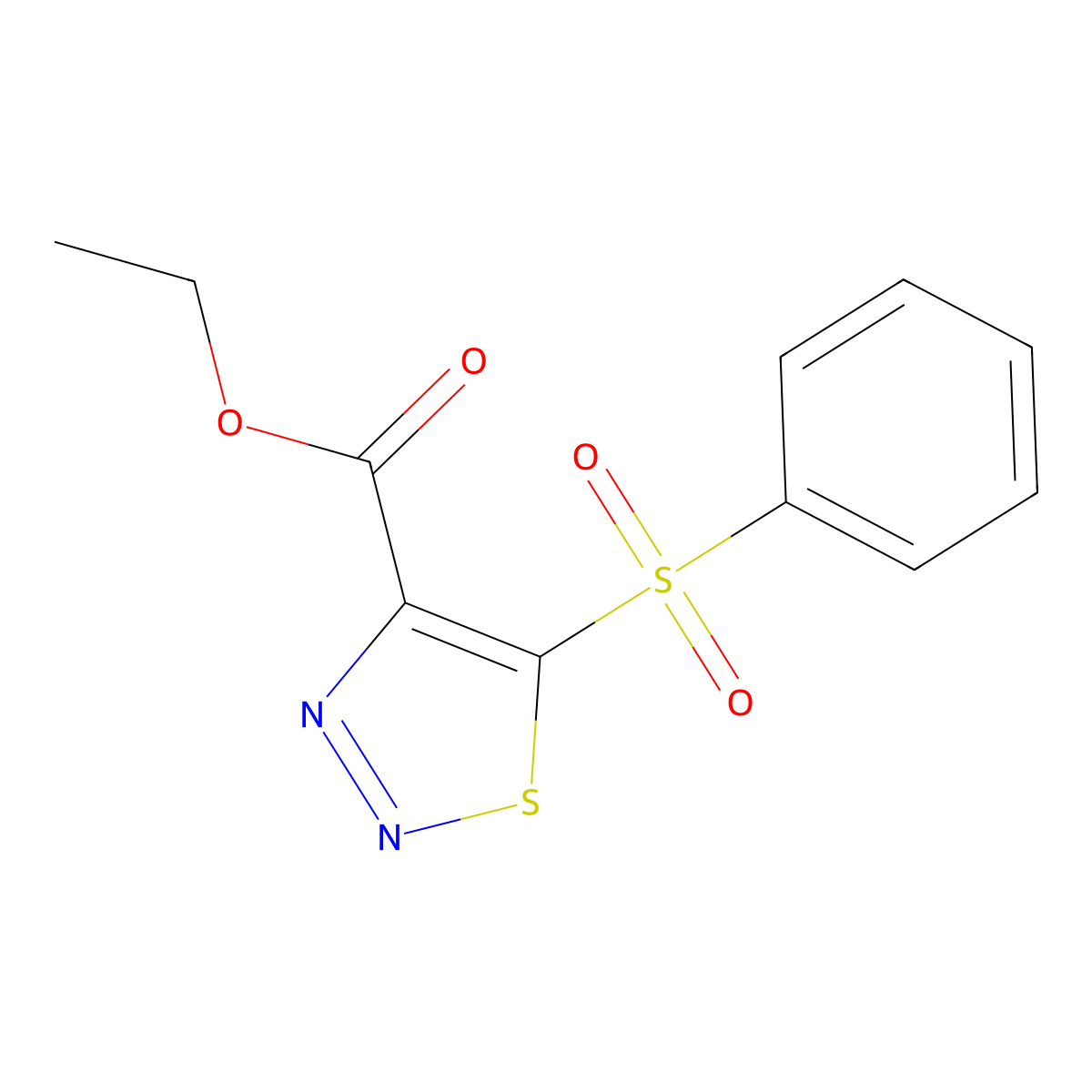 Ethyl 5-(phenylsulfonyl)-1,2,3-thiadiazole-4-carboxylate molecular structure, CAS 306977-17-3