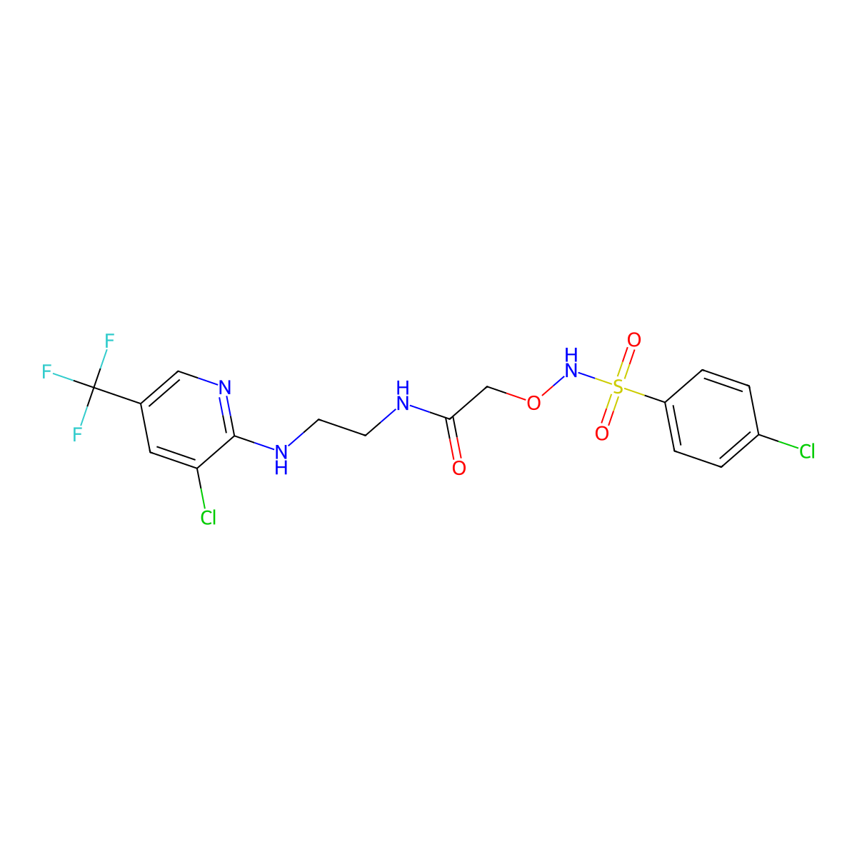 2-({[(4-chlorophenyl)sulfonyl]amino}oxy)-N-(2-{[3-chloro-5-(trifluoromethyl)-2-pyridinyl]amino}ethyl)acetamide molecular structure, CAS 306977-19-5