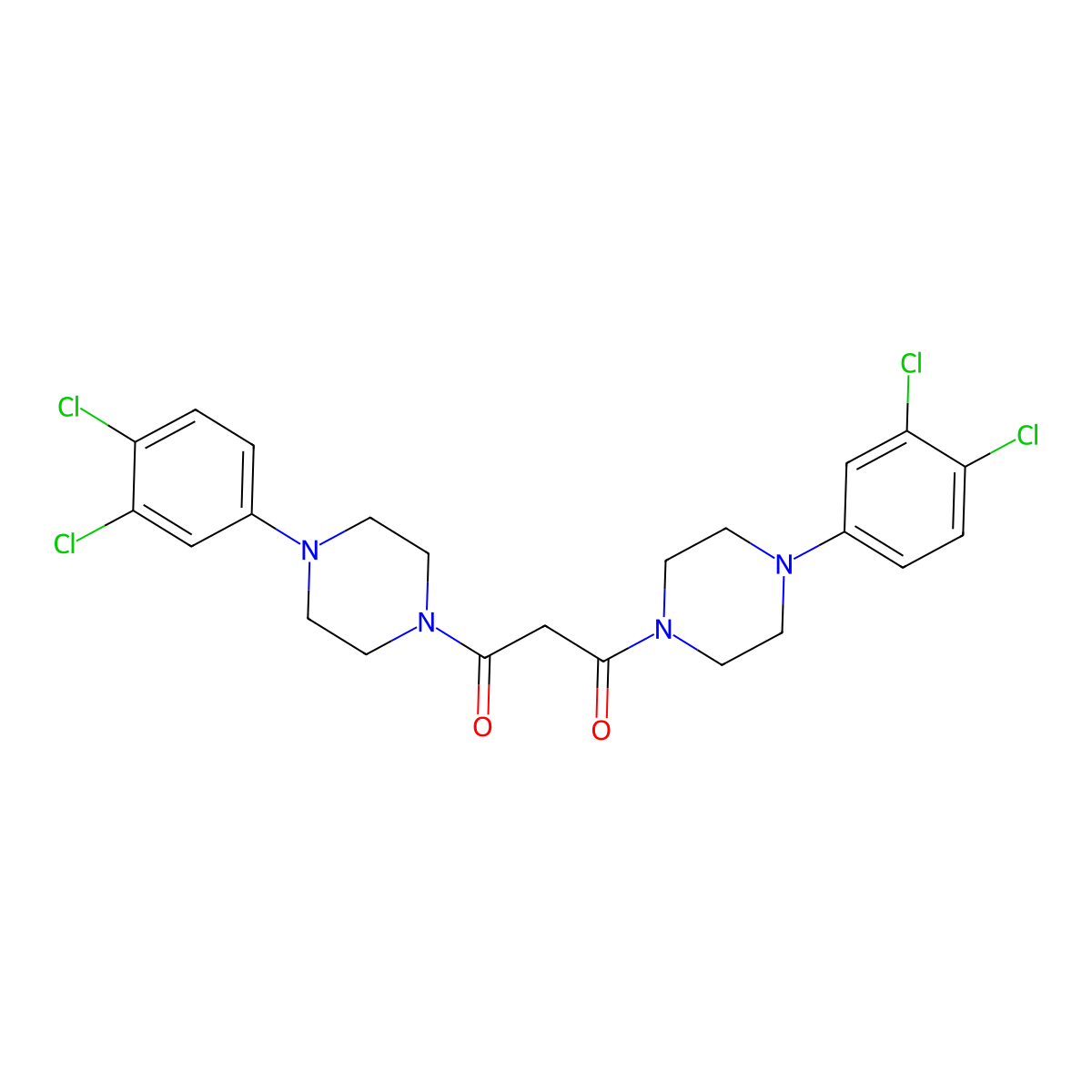 1,3-Bis[4-(3,4-dichlorophenyl)piperazin-1-yl]propane-1,3-dione molecular structure, CAS 306977-30-0