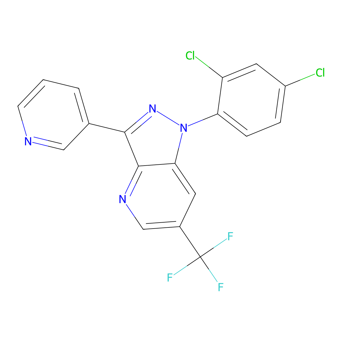 1-(2,4-dichlorophenyl)-3-(3-pyridinyl)-6-(trifluoromethyl)-1H-pyrazolo[4,3-b]pyridine molecular structure, CAS 306977-32-2