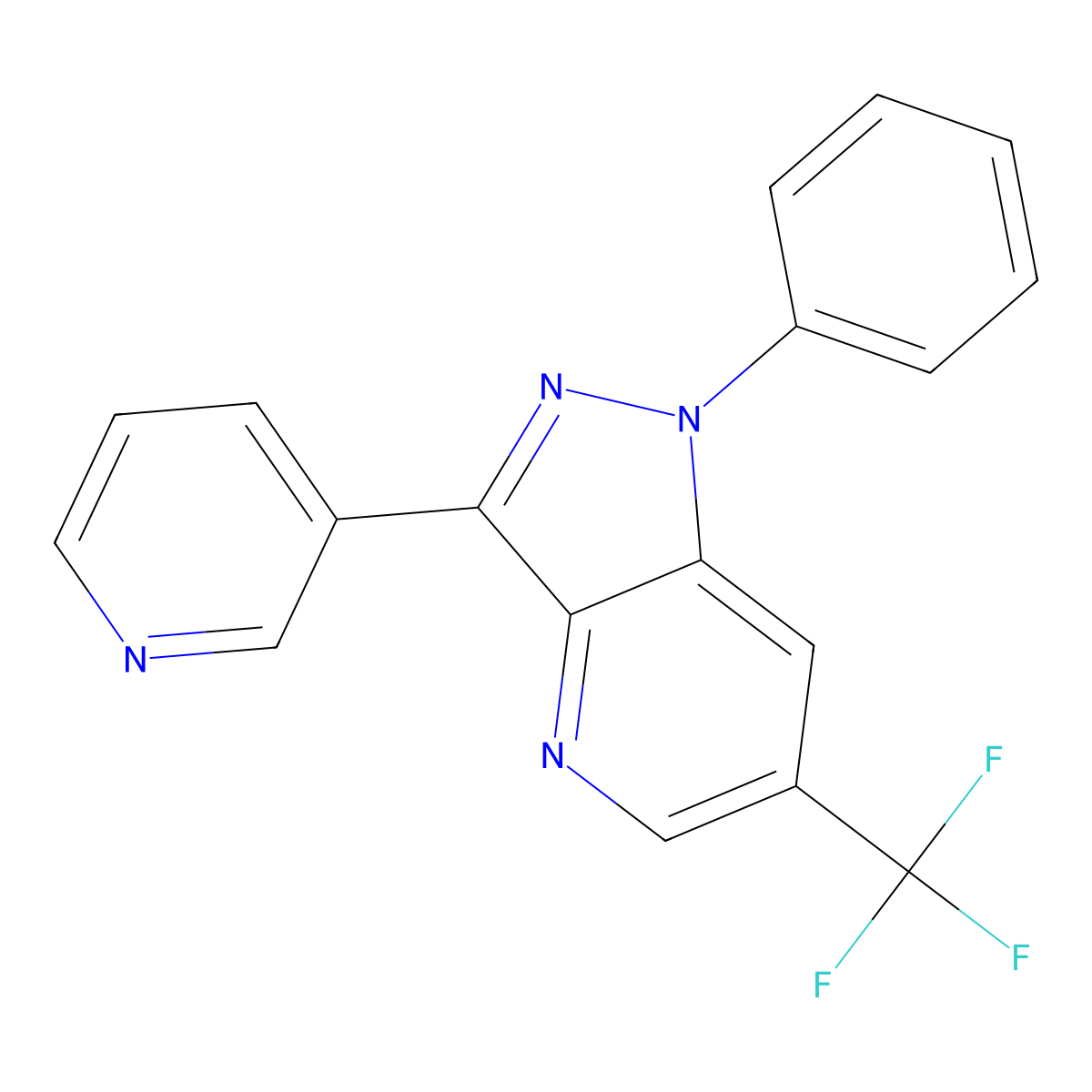 1-phenyl-3-(3-pyridinyl)-6-(trifluoromethyl)-1H-pyrazolo[4,3-b]pyridine molecular structure, CAS 306977-36-6