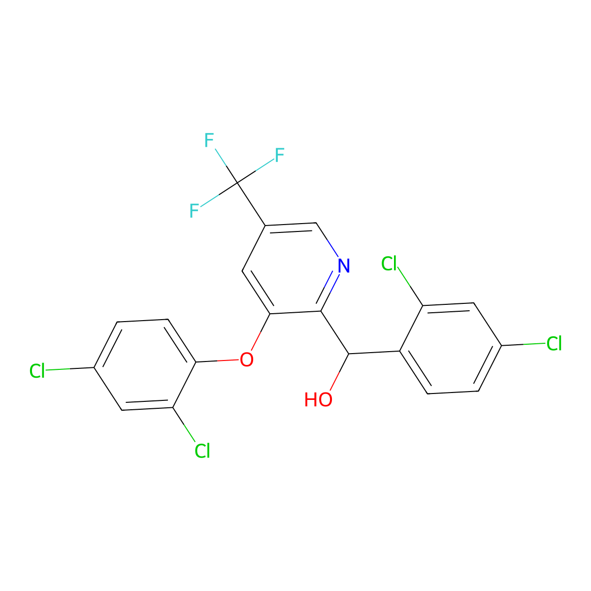 [3-(2,4-Dichlorophenoxy)-5-(trifluoromethyl)-2-pyridinyl](2,4-dichlorophenyl)methanol molecular structure, CAS 306977-40-2
