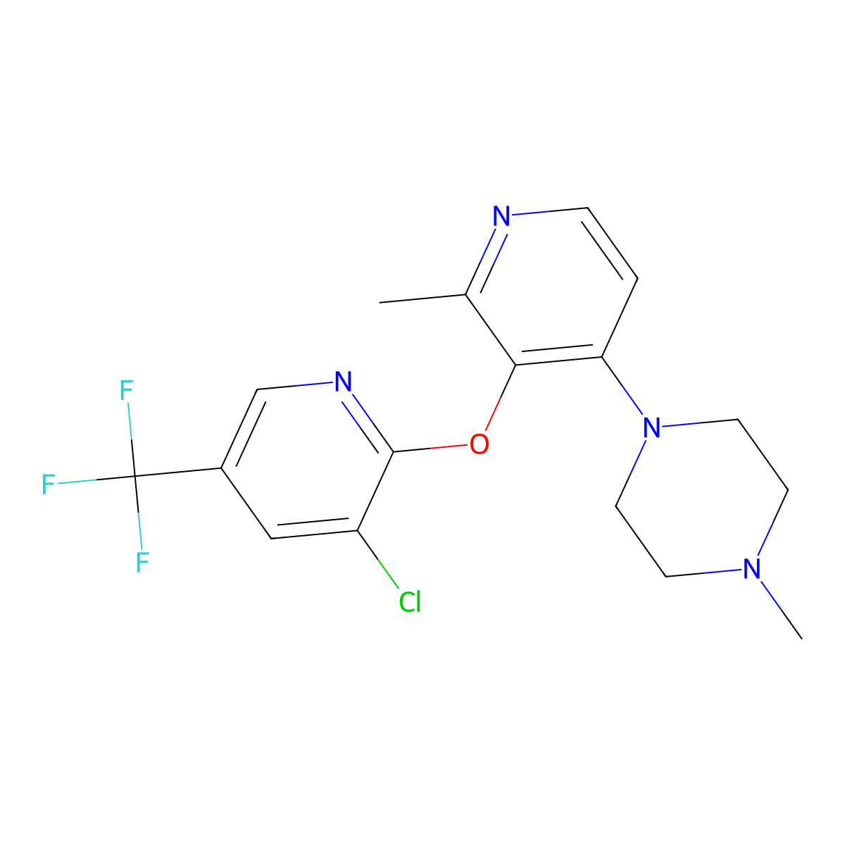 1-(3-((3-Chloro-5-(trifluoromethyl)-2-pyridinyl)oxy)-2-methyl-4-pyridinyl)-4-methylpiperazine molecular structure, CAS 306977-41-3