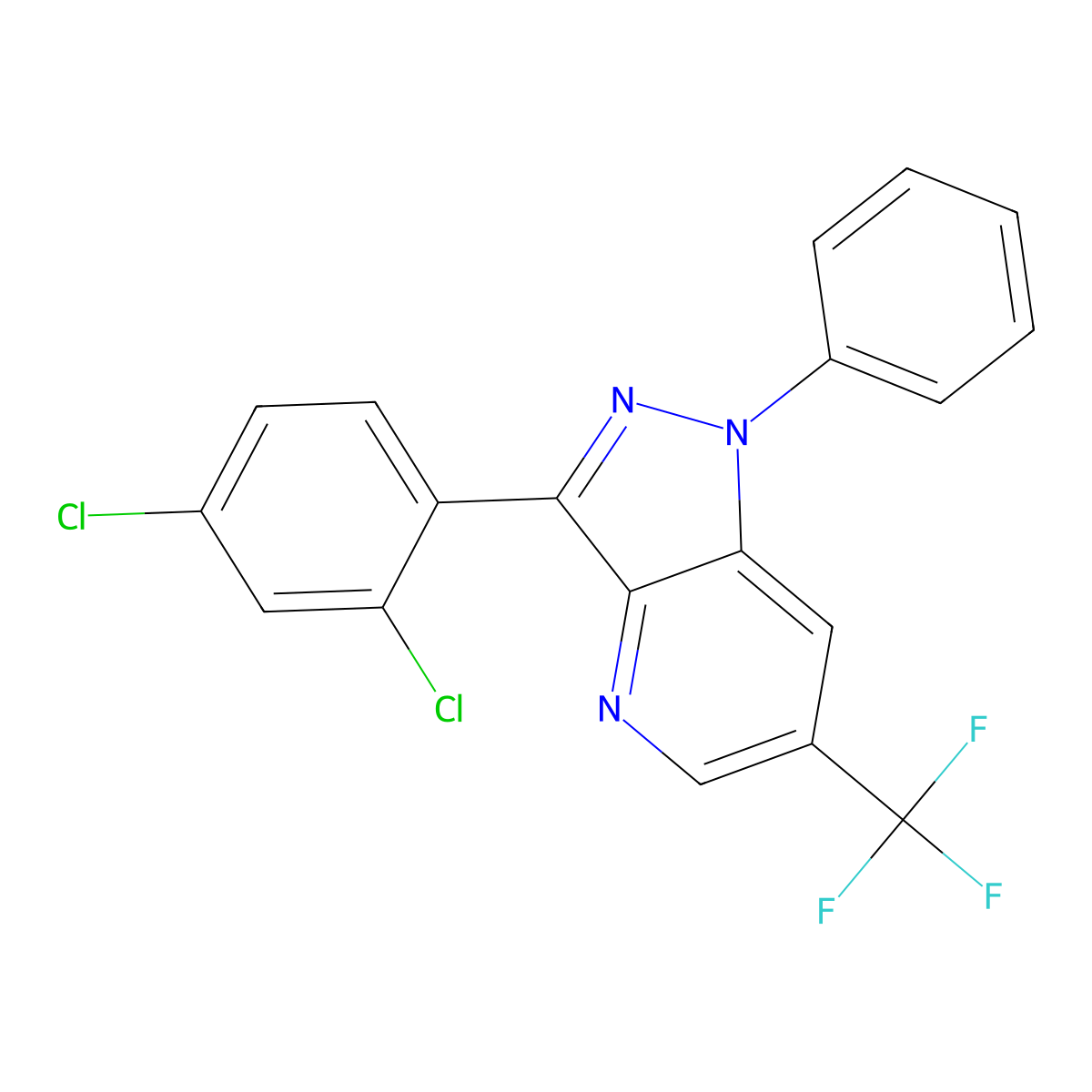 3-(2,4-dichlorophenyl)-1-phenyl-6-(trifluoromethyl)-1H-pyrazolo[4,3-b]pyridine molecular structure, CAS 306977-43-5