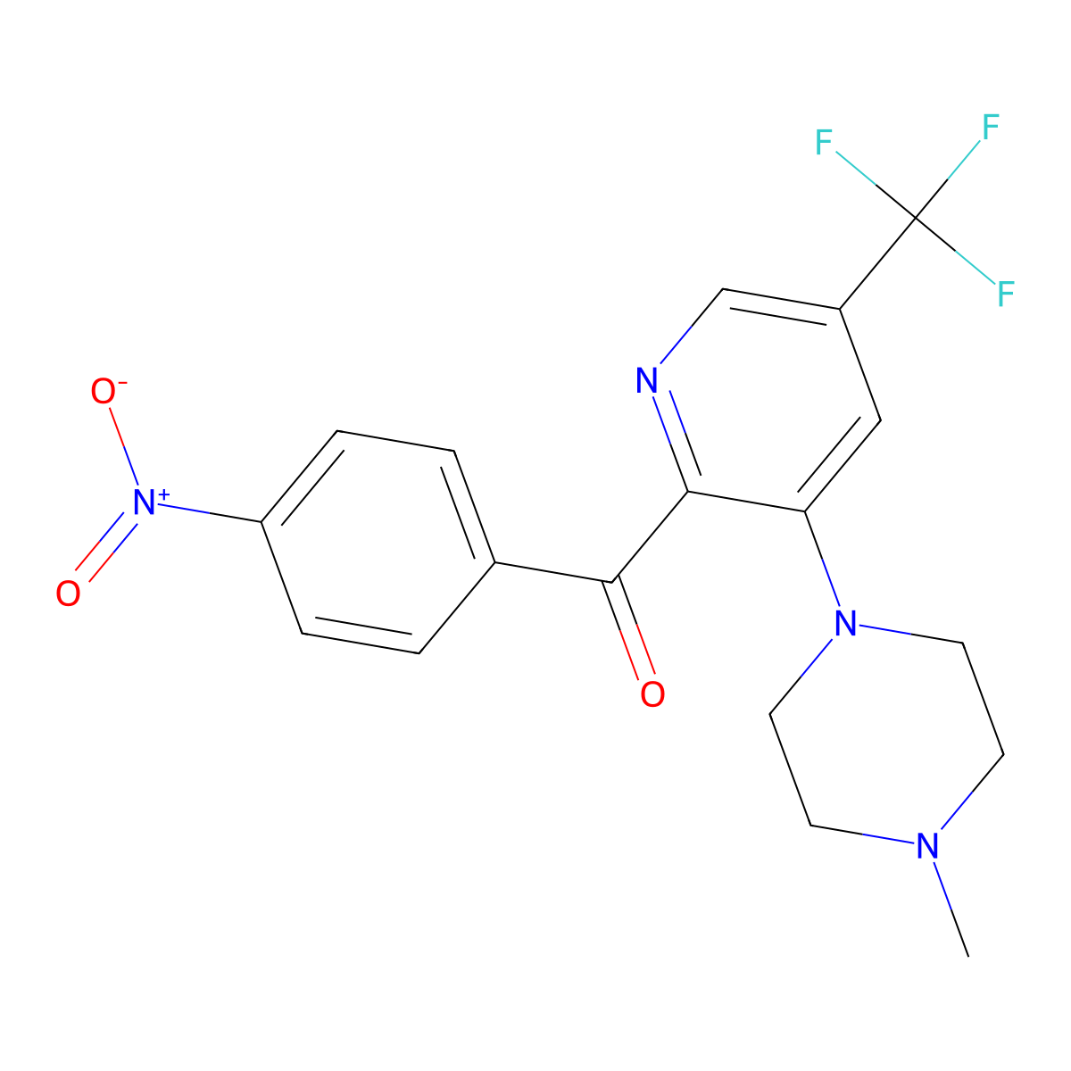 [3-(4-Methylpiperazino)-5-(trifluoromethyl)-2-pyridinyl](4-nitrophenyl)methanone molecular structure, CAS 306977-48-0