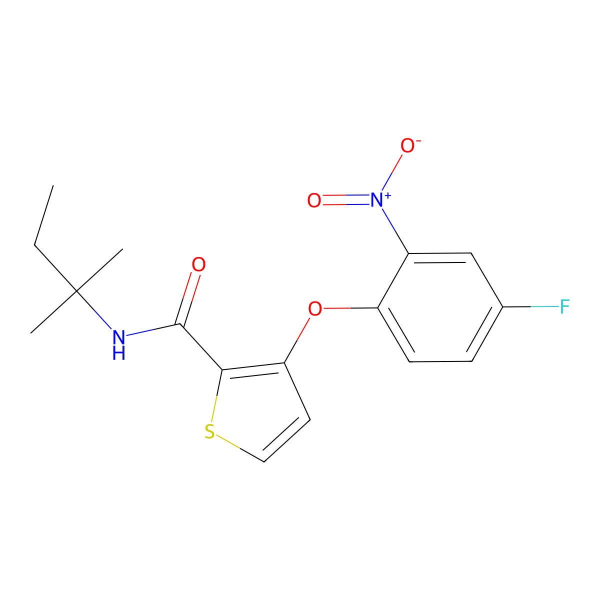 3-(4-fluoro-2-nitrophenoxy)-N-(tert-pentyl)-2-thiophenecarboxamide molecular structure, CAS 306977-52-6